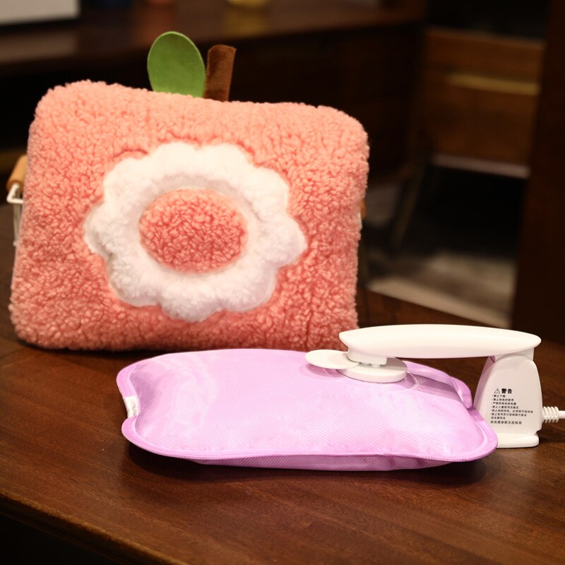 Bottiglia di acqua calda ricaricabile elettrica fiori carini scaldamani doppie mani in inverno signore dolore fisiologico tesoro caldo