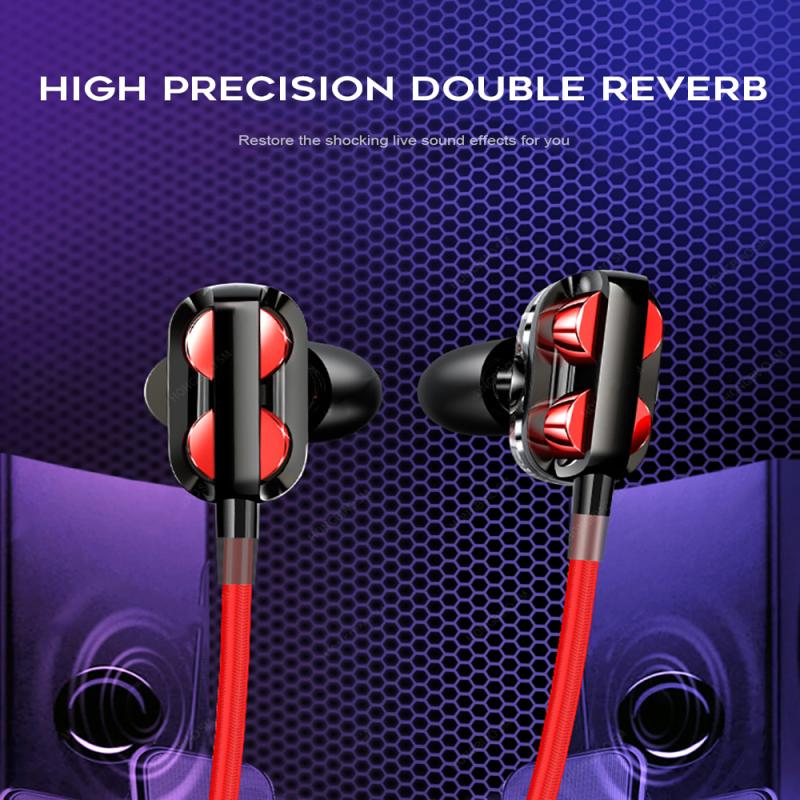 3.5Mm Koptelefoon Bedrade Headset Quad Core Bass Dual Dynamische Hoofdtelefoon Game Oortelefoon Karaoke Oortelefoon In Oor Met Microfoon Oordopje
