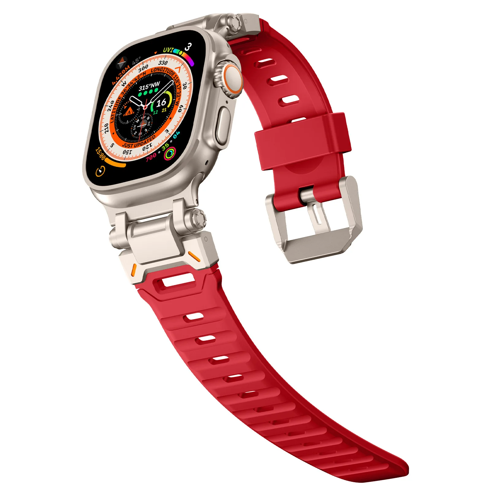 Pulseira de borracha para Apple Watch, Pulseira TPU de luxo, Ultra 2, 49mm, Série 9, 8, 7, SE, 6, 5, 4, cinta para iWatch Ultra 49, 45 milímetros, 42, 44 milímetros: Carvão preto / 14mm