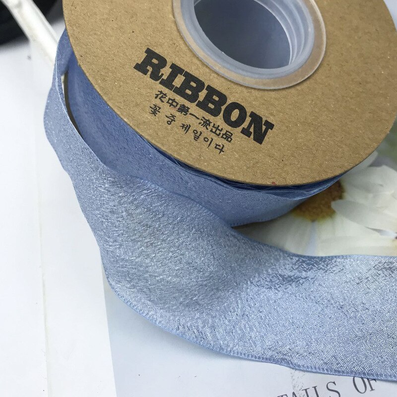 Cinta de gasa arrugada de 25 yardas y 40mm, Material para tocados Diy, para Tartas, flores estilo Bandage, accesorios de decoración de ropa: blue