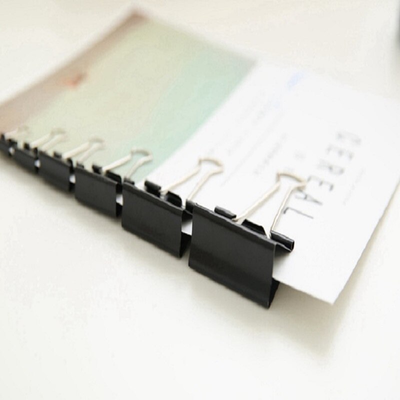 50PCS Metal Paper Clip Foldback Metal Binder Clips Black Grip Clamps Paper Document Office School Stationery Multi-Life Artifact