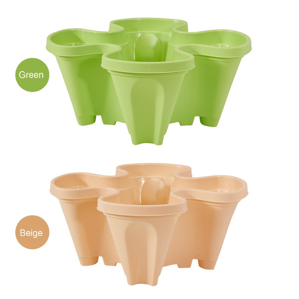 Plastic Stackable Vertical Planter, Seedling Holder Garden Planter Gardening Nursery Pots for Strawberry Planting (Beige)