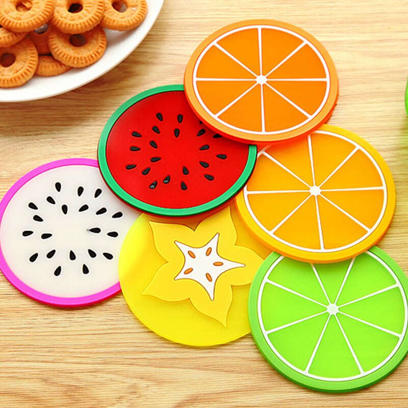 Cute Coaster Fruit Shape Silicone Cup Pad Slip Insulation Pad Mat Cup Drink Holder Placemat Mug Stand Home Kitchen Accessories