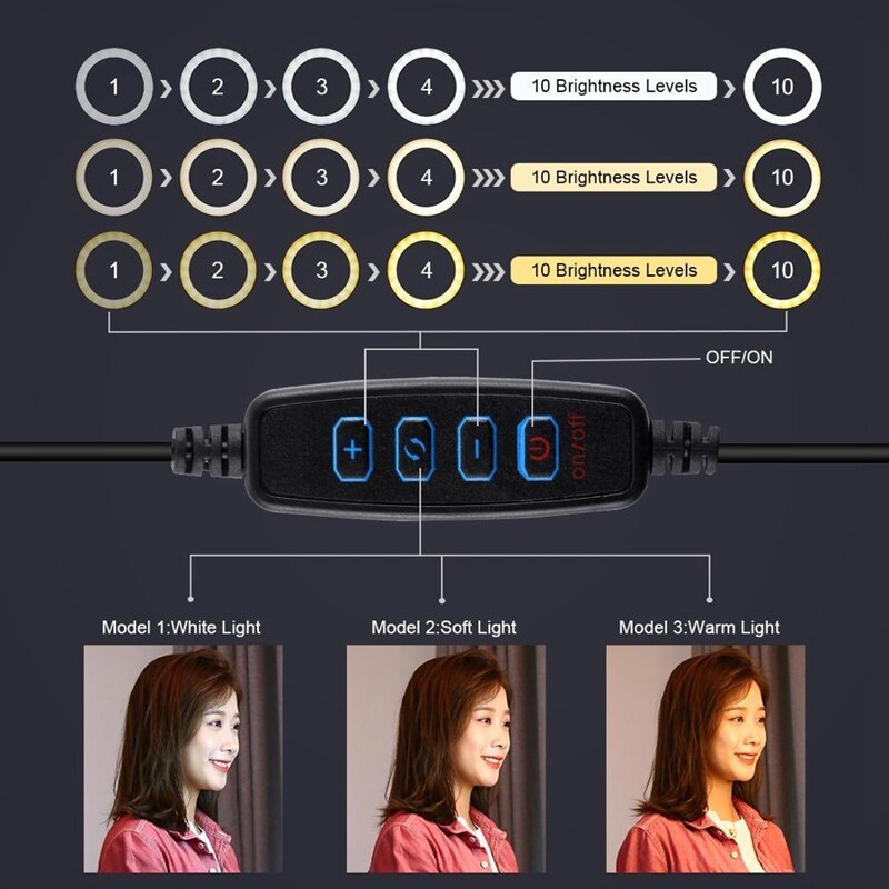 PULUZ 10.2 Inch Dimmable Selfies Ring Light 1.65M Light Stand Phone Holder Vlog Photo Video Light for Makeup Live Instagram