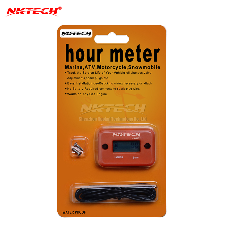 NKTECH NK-HS2 Inductive Hour Meter For Gas Engine Lawn Mover Marine ATV Motorcycle Boat Snowmobile Dirt Outboard Motor Generator: Orange