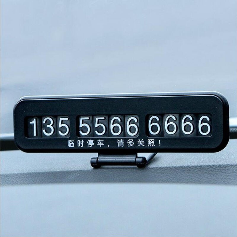 Hideable Auto Telefoonnummer Kaart Plaat Stickers Auto Styling Tijdelijke Parkeerkaart Telefoon Nummer Kaart Plaat Telefoonnummer: Black