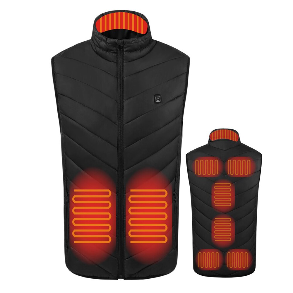 Chaleco calefactable de algodón con calefacción inteligente para hombre y mujer, chaleco calefactor eléctrico infrarrojo con USB, chaquetas cálidas de invierno térmico para exteriores, 9 áreas: XXXL