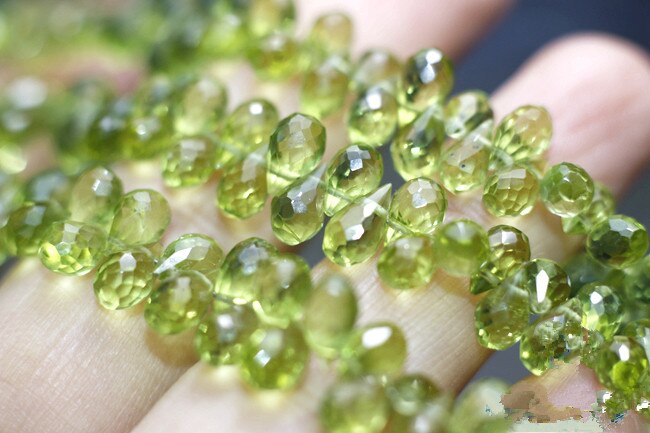 10 pièces perles en vrac vert péridot goutte à facettes 4-6mm pour bijoux à bricoler soi-même faisant FPPJ perles nature gemme pierre