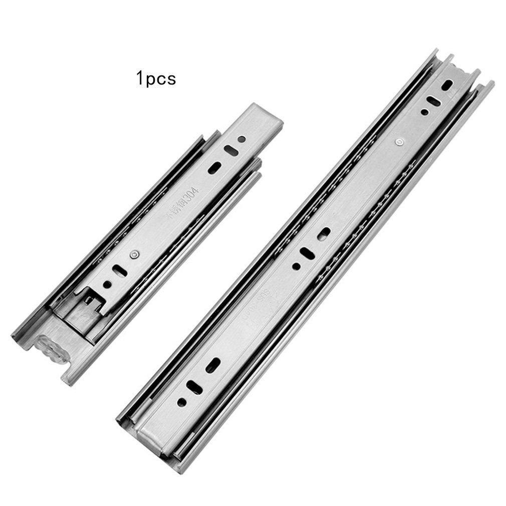Stainless Steel Slide Rails Thickened Three-section Drawer Buffer Mute Steel Ball 4510 Slide Rail Damping Slide