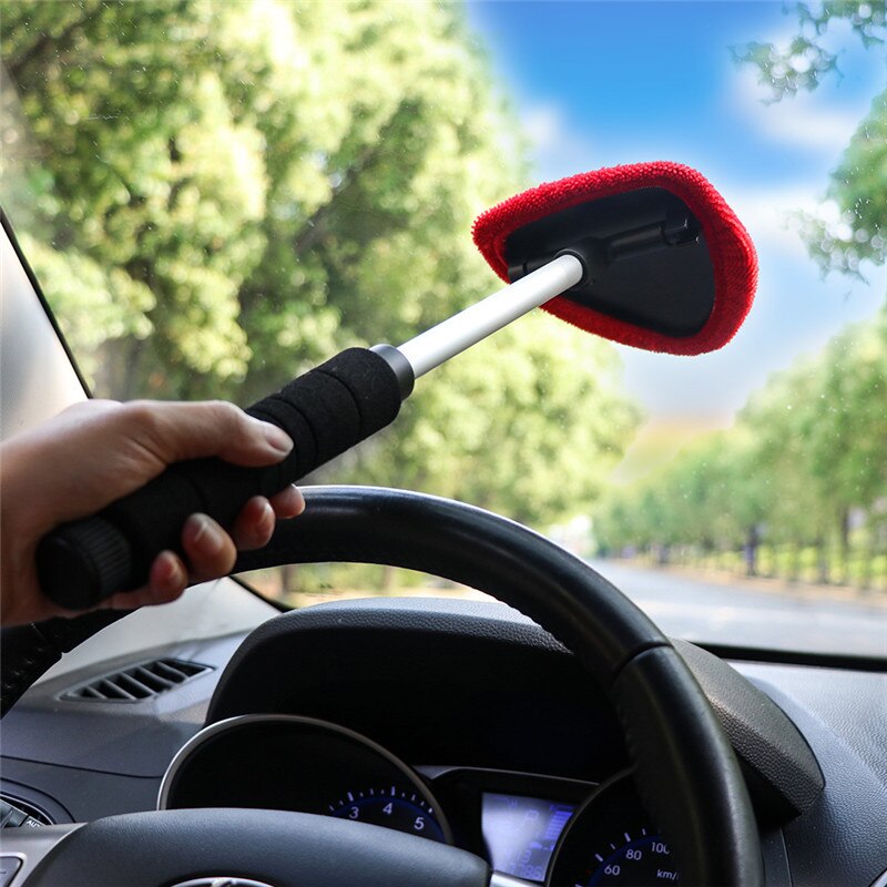 1x Telescopic Window Glass Auto Cleaner car windshield cleaning brush microfiber window scraping mist eliminator Car Accessories