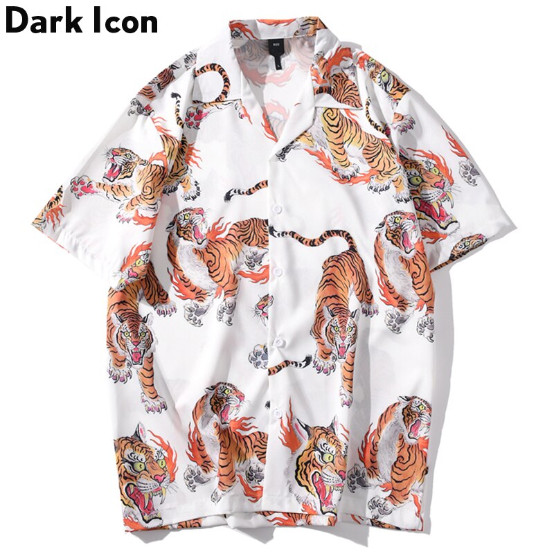 Dark Icon – chemise imprimée tigre pour hommes et femmes, Streetwear d&#39;été décontracté, collection: M