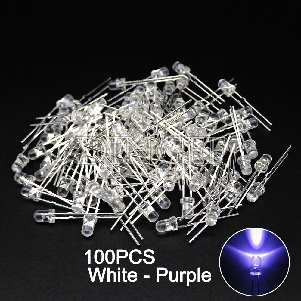 100PCS 3mm 5mm LED Diode F3 F5 Assorted Kit White Green Red Blue Yellow Orange Pink White DIY Light Emitting LED Diode Connector: Yellow / 50W
