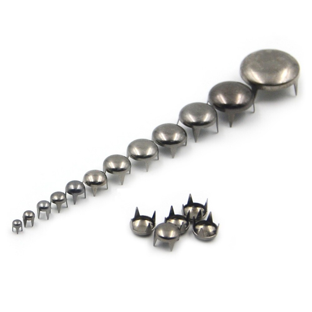 RuiLing 120Pcs Zilver Diy Nailhead Ronde Dome Studs Diverse Kit Leathercraft Klinknagel Metalen Punk Spikes Spots Voor Punk Rock Lederen Craft Kleding Riem Tas Schoenen Sieraden Decoraties 6/8/10/12Mm