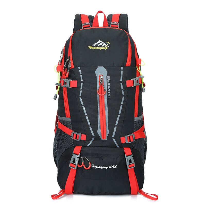 High-capacity 45L Mountain Bag Waterproof and Wear resistant Travel Pack Muti-function Hiking Knap-sack Lightweight Backpack: Black