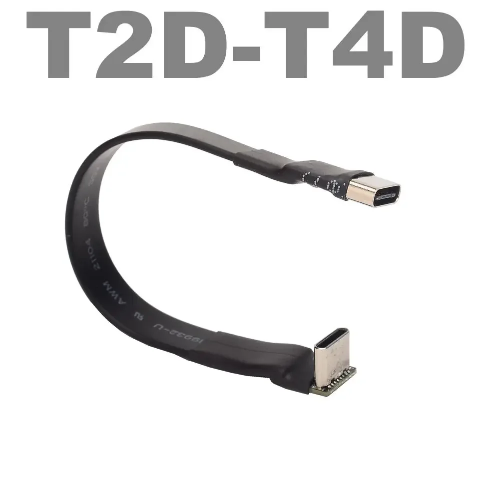 Cable plano de cinta USB 2,0 tipo C, extensión blindada, Cable FPC USB 2,0 USB-C, conectores en ángulo arriba/abajo de 90 grados, 5CM-3M para TV y PC: Naranja / 0,25 m