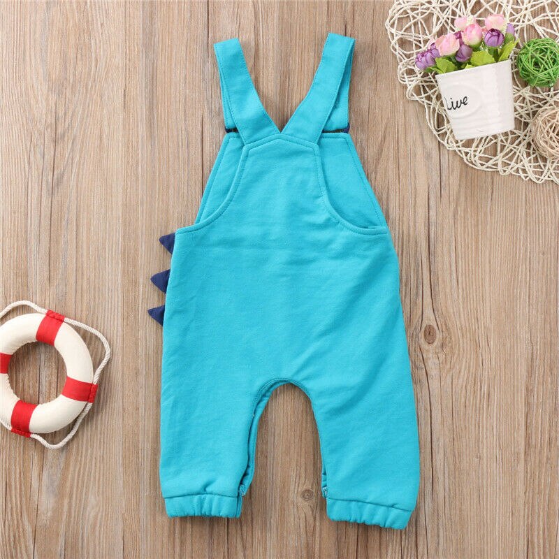 Infant Baby Boy Girl Clothes Sleeveless Cartoon Costume Dinosaur Romper Button Jumpsuit Outfit Set