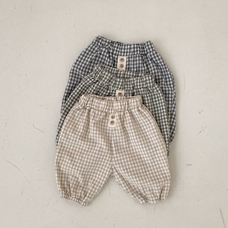 2022 primavera verão novo bebê solto calças xadrez algodão infantil menino calças casuais moda meninas harem calças da criança roupas de bebê
