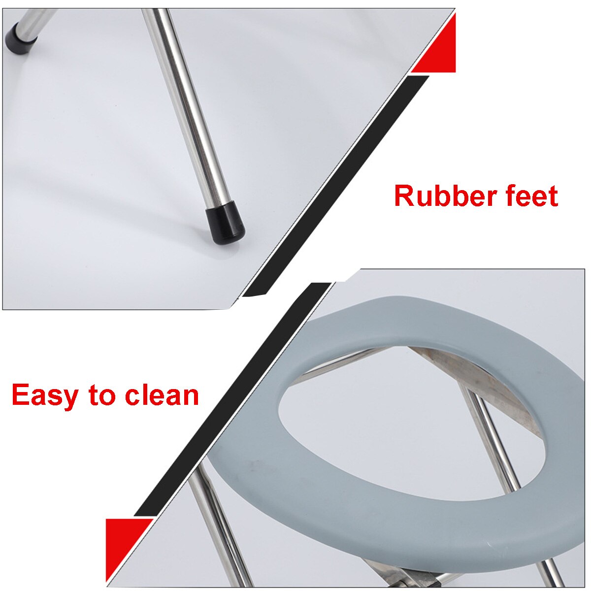 Portable Folding Bedside Potty Chair Commode Seat Bathroom Shower Chair No-slip Feet For Elderly Pregnant Toilet Stool Chairs