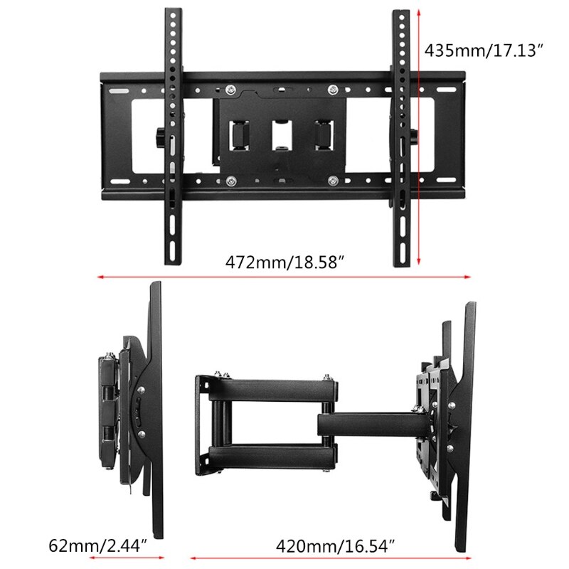 TV Wall Mount Bracket Dual Swivel Extension Tilt Rotation TV Wall Mount Bracket Fits Most 32-65 Inch LCD Flat/Curved TVs
