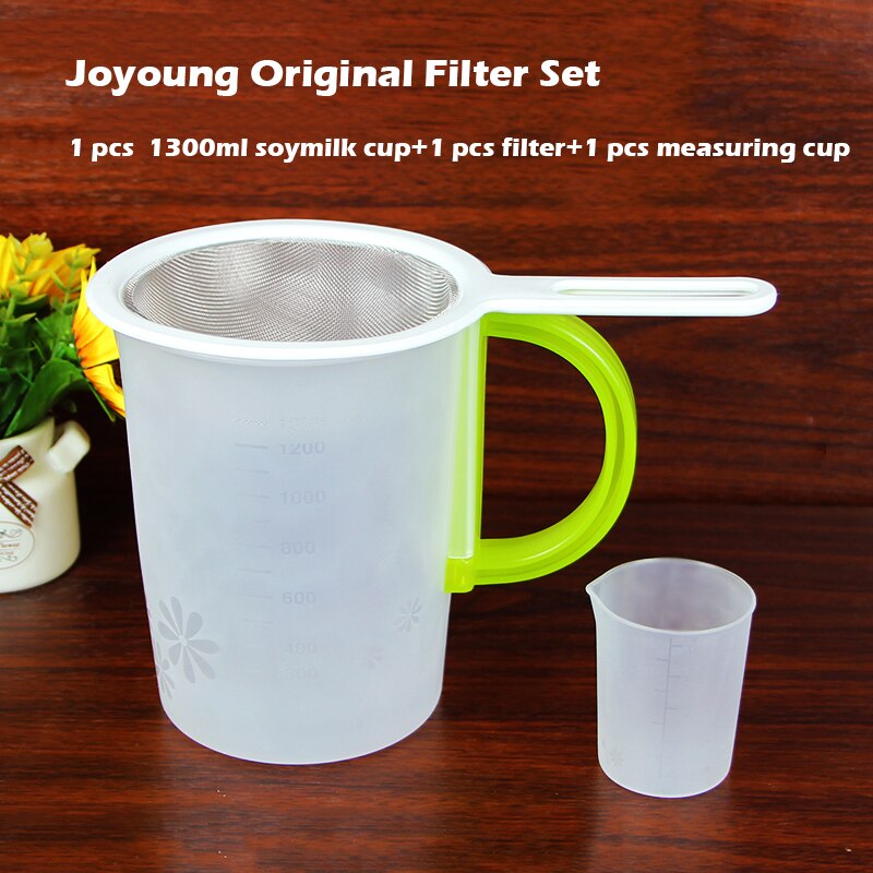 Joyoung originalt sojamælk filtersæt fødevaregodkendt materiale 1300ml sojamælk kop + filter + målebæger til blender mixer dele