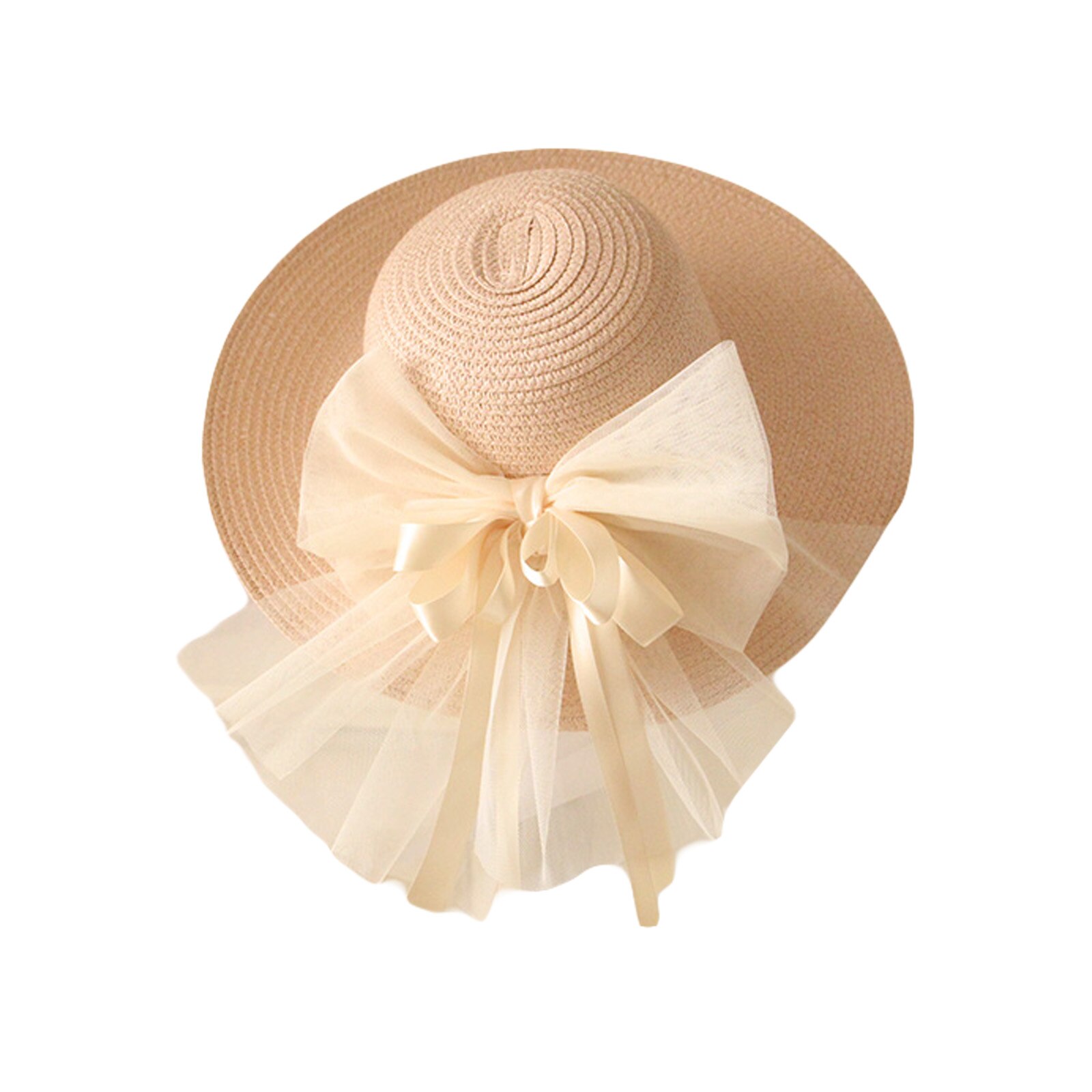 Chapeaux de soleil d&#39;été pour femmes, chapeau de paille pour filles, chapeau de plage avec nœud ruban: C