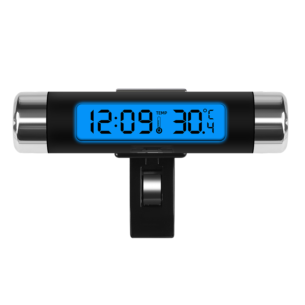 2 In 1 Auto Digitale Lcd Klok/Temperatuur Display Elektronische Klok Thermometer Auto Digitale Tijd Klok Auto Accessoire: Oranje