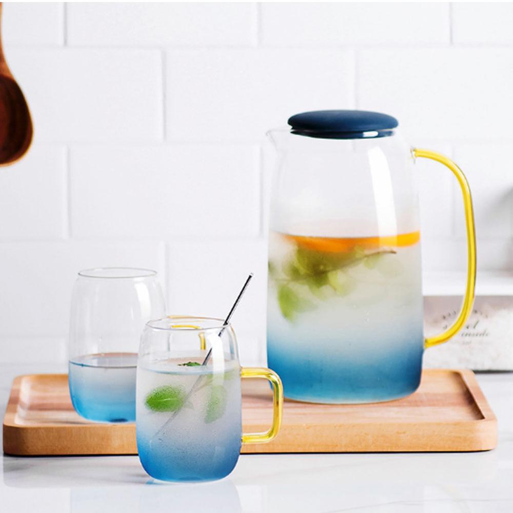 5 Stks/set Hoge Borosilicaatglas 1.5L Water Pot 300 Ml Water Cup Set Grote Capaciteit Hittebestendig Nordic sap Koud Water Ketel