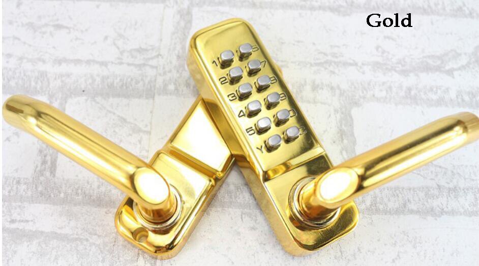 Handle Lock Combination Door Lock Code lock Mechanical Waterproof Lock Golden Lock: Gold Single side