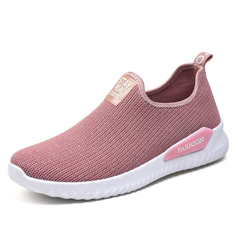 Zpxhsm zomer dames casual gevulkaniseerde schoenen dames sneakers dames gebreide platte schoenen dames slip on dames loafers  a540: Roze / 5.5