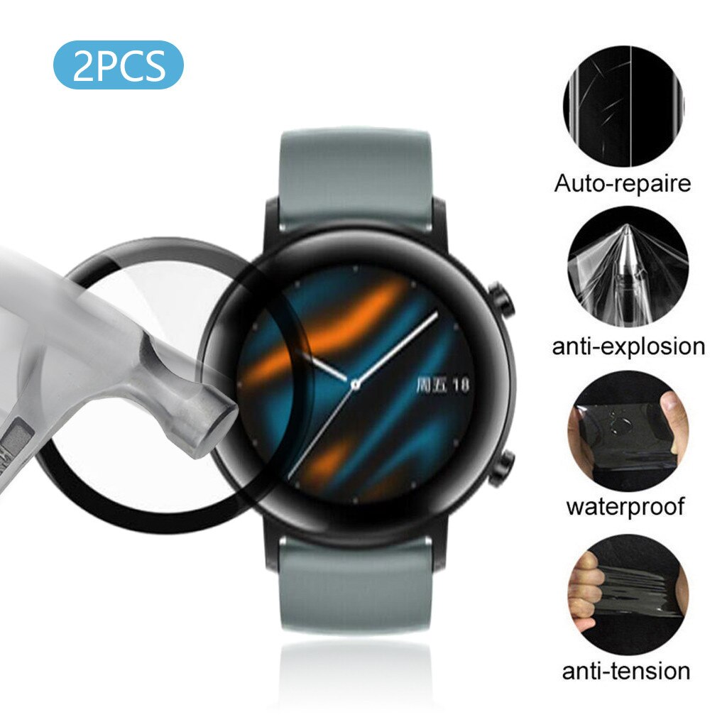 2PCS PET Screen Protector for Huawei GT 2 Watch huaway huavey GT2 Protective Film 3D Curved Full Cover Bubble Free Anti-Scratch