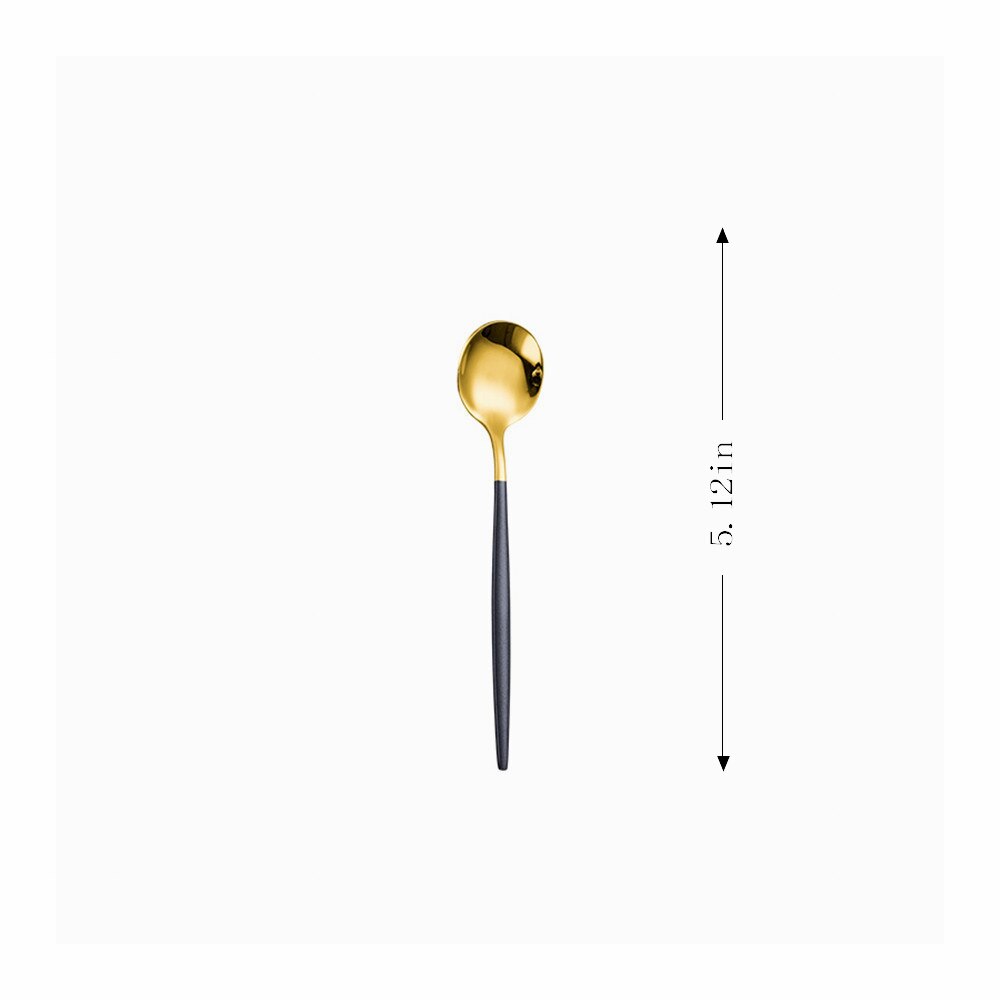 1Pc Teaspoon Mixing Coffee Spoon Dessert Stainless Steel Vintage Teaspoon Drink Tableware Flowers Tableware Kitchen Tools: black gold