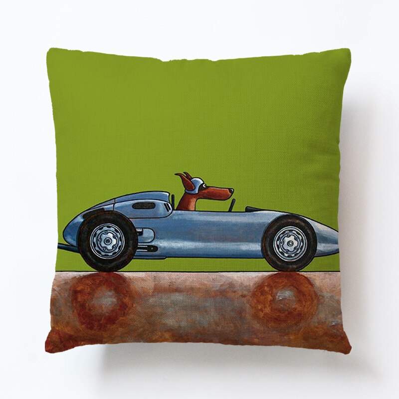 Novel Cartoon Hond Auto Bus Kampeerders Kussenslopen Siësta Kussenhoes Decoratie Sofa Rugleuning 45X45Cm Baby Kids