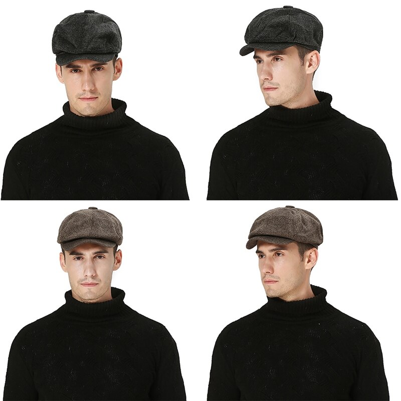 Peaked Cap Striped UV Protection Cotton Linen Flat Newsboy Painters Driving Hat Golf Caps Outdoor Headwear Golf Caps