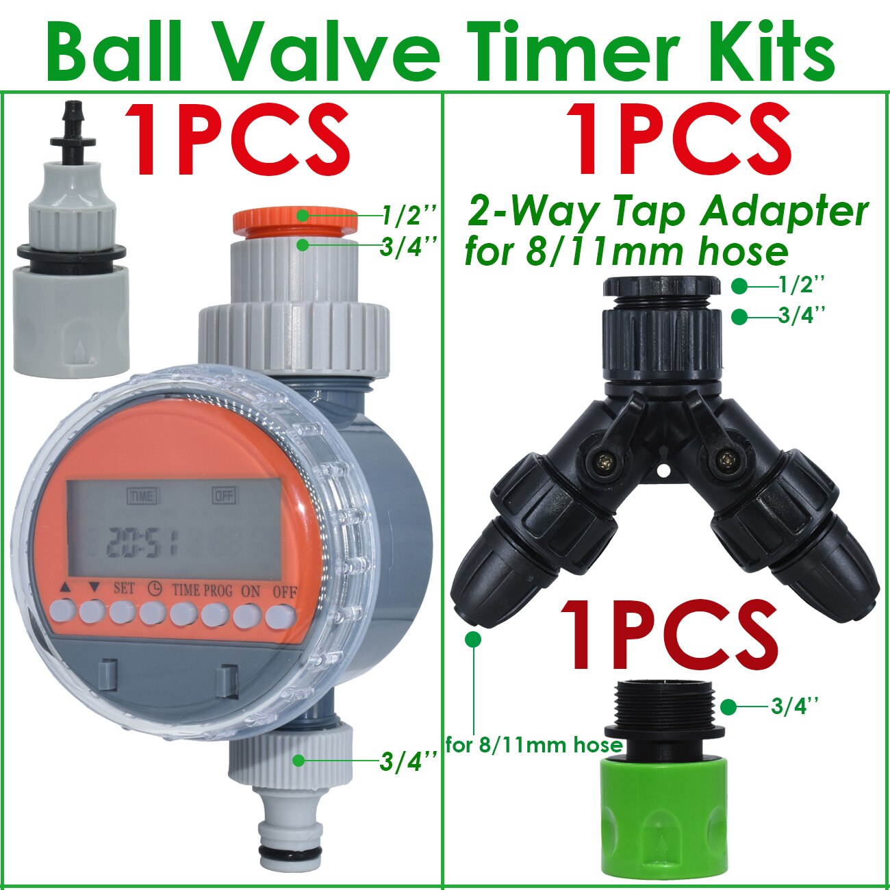 KESLA Garden Irrigation Ball Valve Water Timer LCD Automatic Electronic Irrigator Home Watering Controller System Greenhouse: Ball Valve Timer-H
