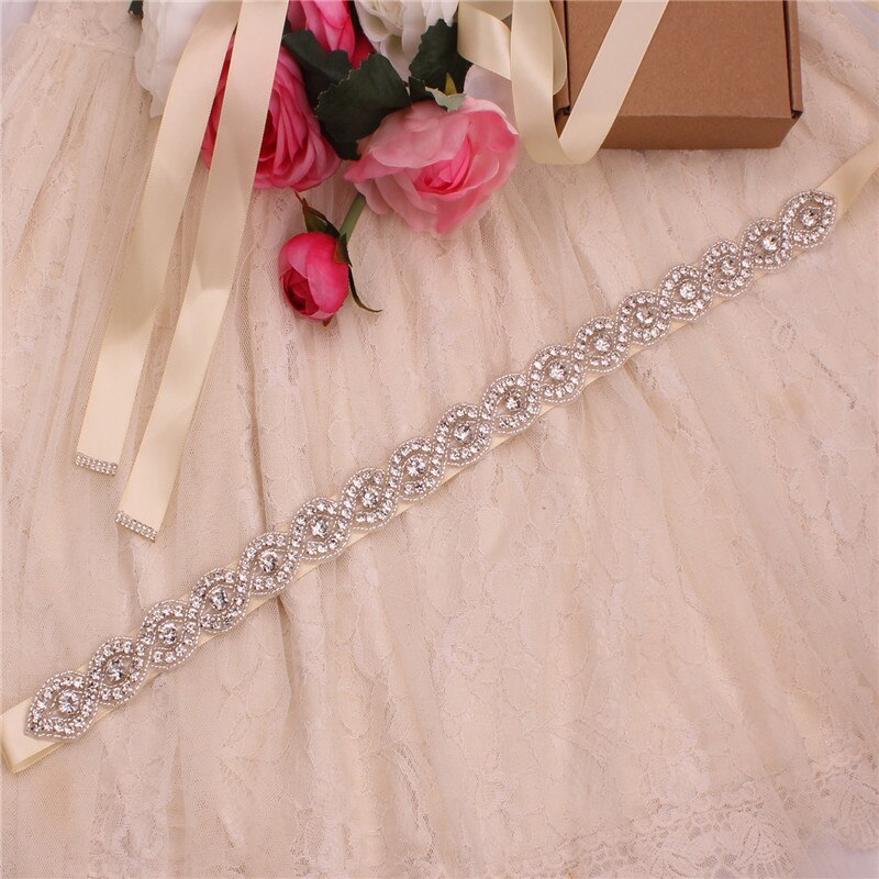Steentjes Trouwjurk Riem Sliver Crystal Bridal Sash Diamant Bruids Riem Voor Vrouwen Jurken: champagne