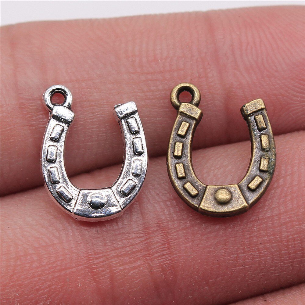 WYSIWYG 40pcs 15x12mm ferro di Cavallo Pendenti A Ferro di Cavallo Pendenti di Fascino Antico Colore Argento A Ferro di Cavallo Pendenti