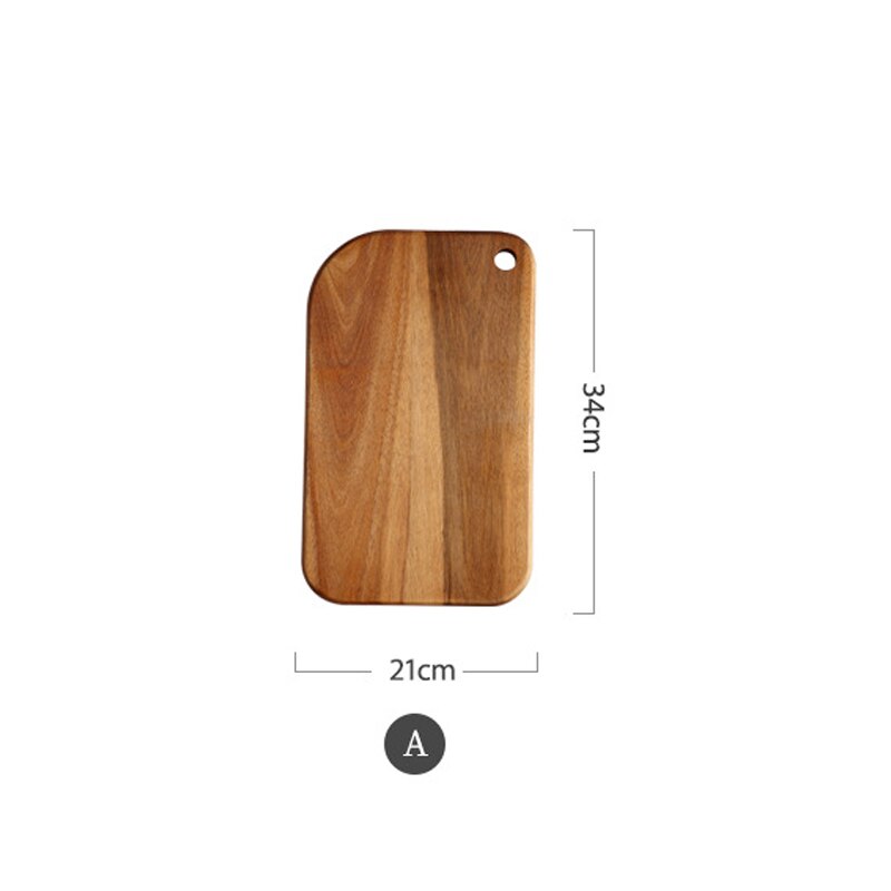 Tabla de cortar de madera de Acacia para el hogar, tabla para picar fruta y carne, antibacteriana, artística, a prueba de moho, comida para niños: A
