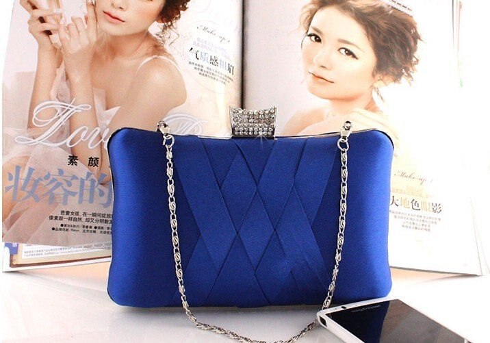 Femmes pochettes Satin mariée sac sac à main concepteur doux sacs de soirée fête sac à main de mariage pochette portefeuille sac à bandoulière 7395: Royal Blue