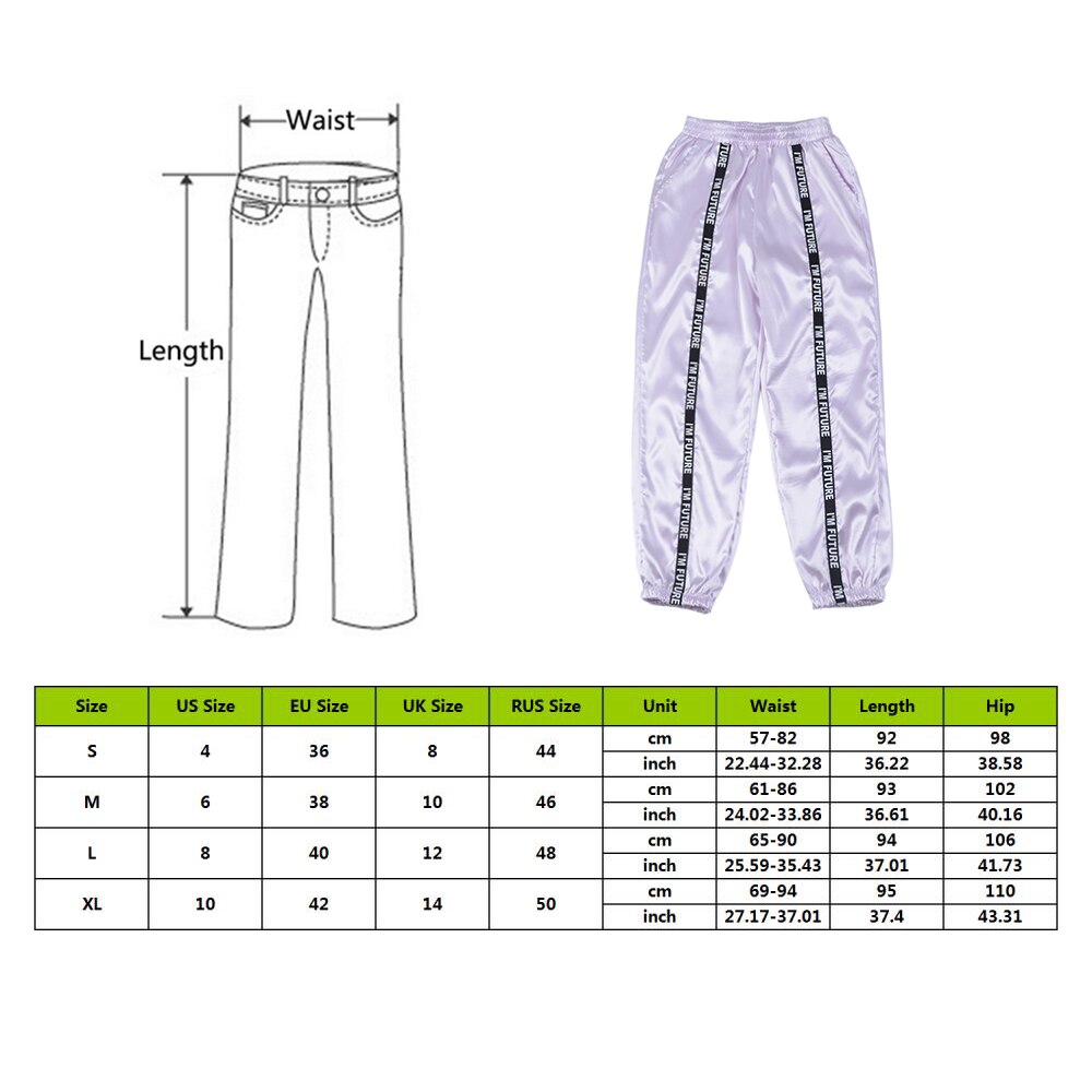 Sfit Women Glossy Sport Ribbon Trousers BF Harajuku Joggers Women's Sports Pants Satin Highlight Pants BF Joggers Pants