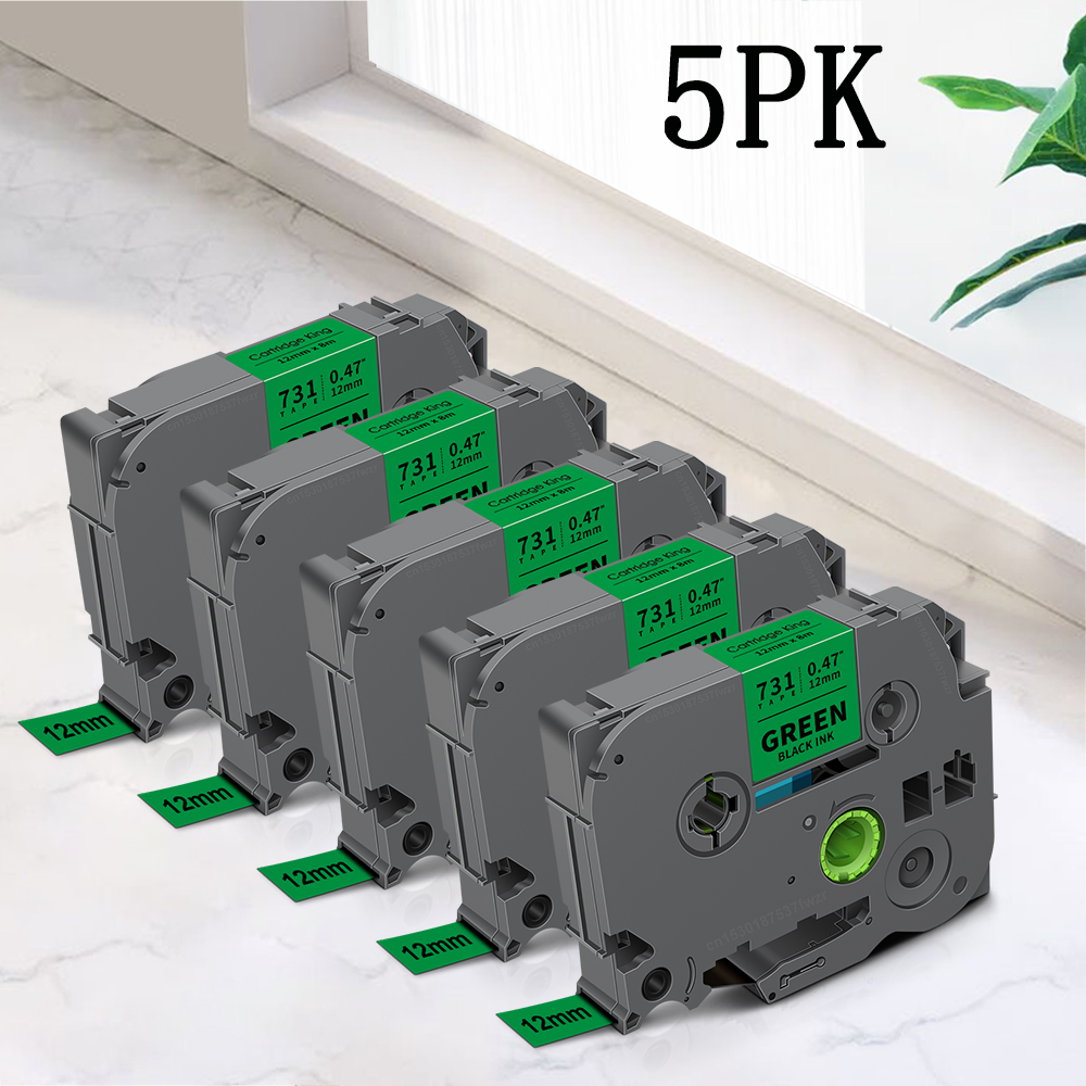 5PK TZe231 Compatible pour Brother p-touch 12mm ruban d'imprimante TZe ruban TZe 231 TZ 131 631 remplacer pour fabricant d'étiquettes Brother PTH110: BK