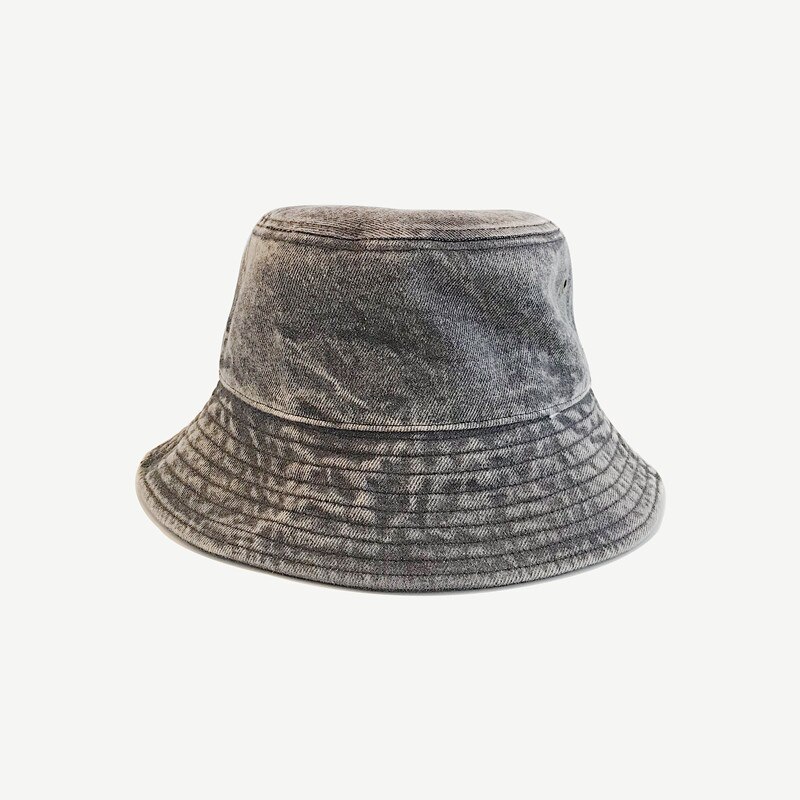 Harajuku vasket denim spand hat til kvinder mænd panama udendørs hip hop hætter vintage fisker hat street ware hat cap: Dyb blå