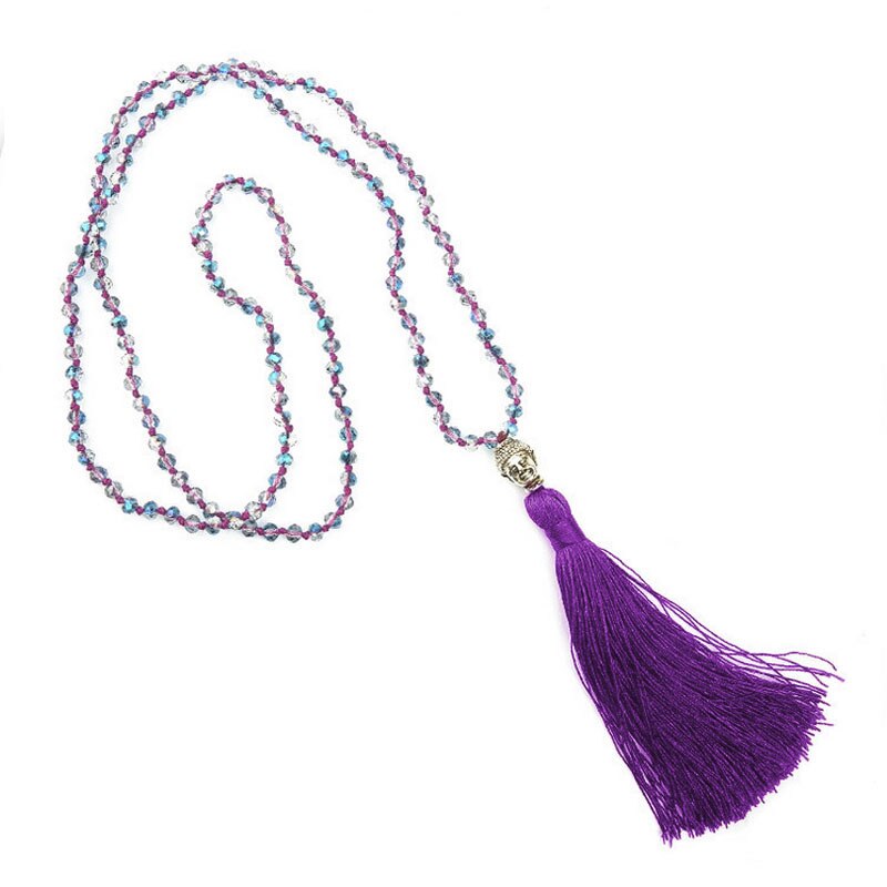 Boho Long Fringe Tassel Necklaces Women Glass Beads Crystal Statement Collar Bohemian Jewelry