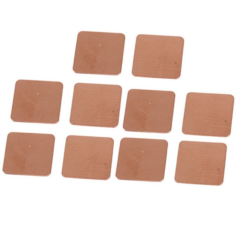 Disipador térmico de cobre de 15x15mm, placa de cobre, portátil, RAM, CPU, GPU, Memoria IC, Chipset, radiador de refrigeración de 0,1mm, 0,5mm, 0,8mm, 10 Uds.