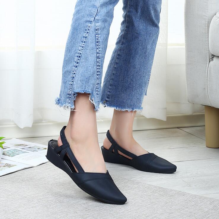 Eoeodoit jelly pumps sandaler sommer med kiler hæl vandsko kvinder sommer slip on spidse tå mid hæl sandaler pumps sko