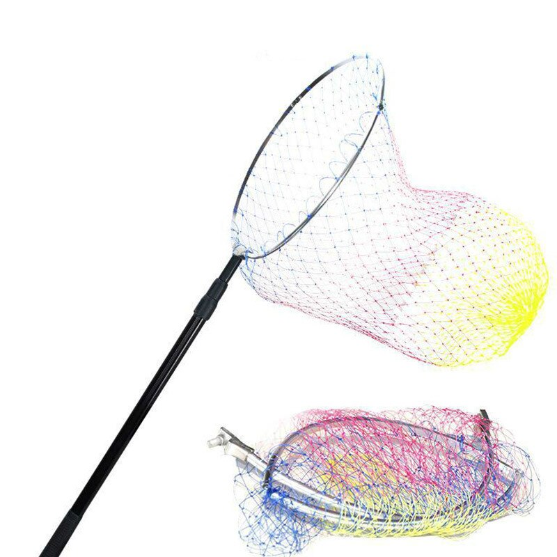 Nylon Fishing Nets Collapsible Fishing Tools Rhombus Mesh Hole Depth Folding Nylon Landing Dip Net 2 Sizes Fishing Carp Net