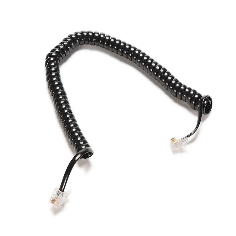 Cable de teléfono de 30cm de largo enderezar 2m Cable receptor de micrófono RJ22 4P4C conector Cable de cobre Cable de teléfono curva de volumen
