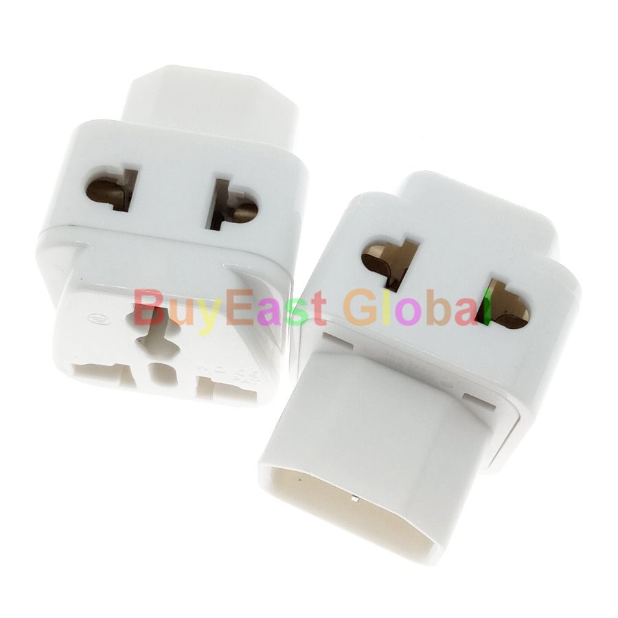 (Pack 3) 2 IN 1 - Universal to IEC320 C14 Male Electrical Plug Adapter AC100~250V 10A White / Black