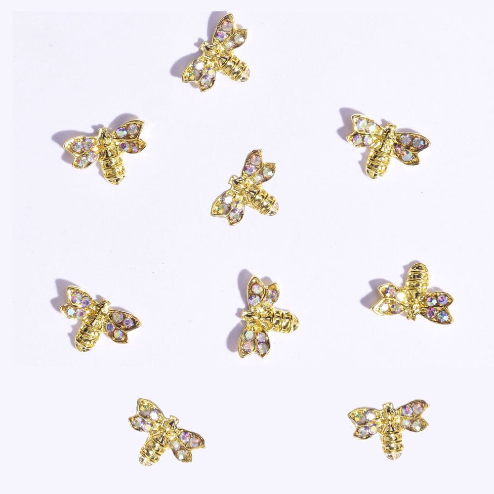 100 stk/parti negle charme sæt metal bi/ krone/ spider krystal strass negle kunst sten legering 3d negle charm dekoration