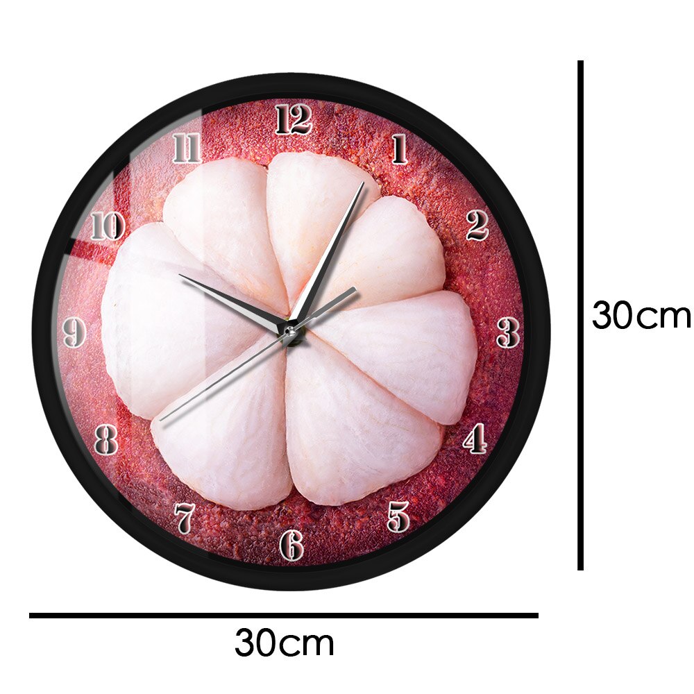 Sliced Mangosteen Exotic Fruit Metal Frame LED Wall Clock Sound Control Fresh Fruit Store Wall Decor Watch Tropical Botanical