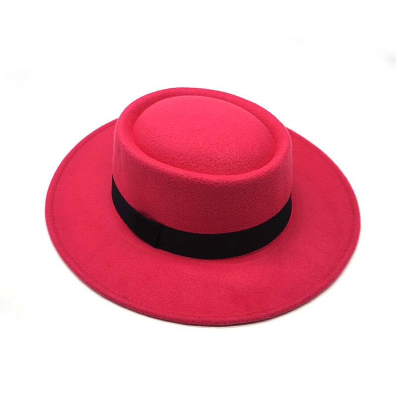 Vinter efterår sejler flad top hat til kvinder & #39 ;s mand bred skygge damer fedoras hat jazz cap klassisk bowler feminino gorra: 5